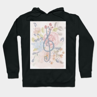 Treble clef floral watercolor aesthetic Hoodie